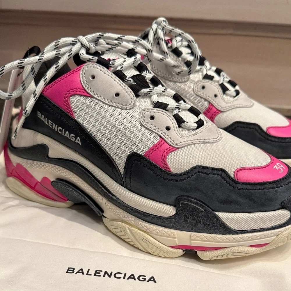 Balenciaga Women's Sneakers - Pink, Black, and White NEW - Picture 10 of 13